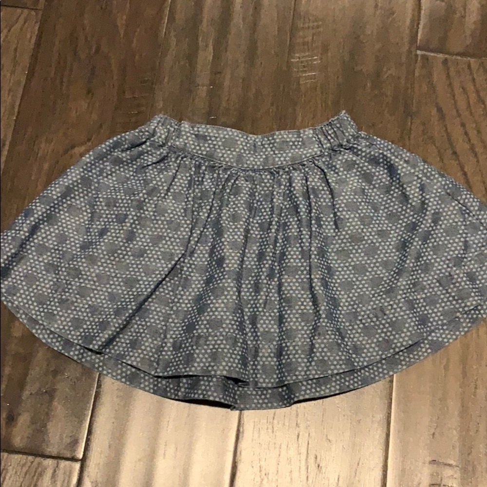 Tea Skirt - Soft Denim with Polka Dot Pattern 3T